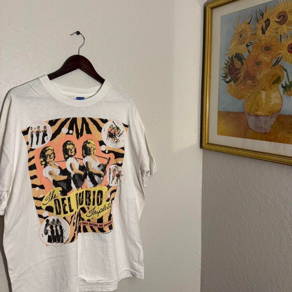vtg 1990 the del rubio triplets autographed shirt